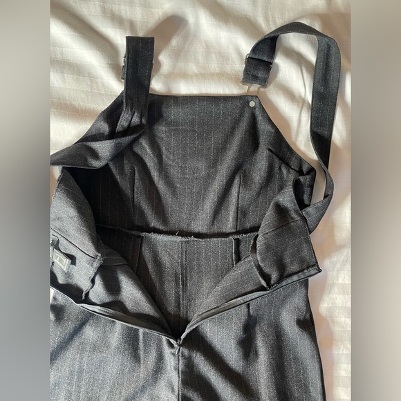 Black pin striped Overalls Wide leg charcoal grey white Small dressy 90’s - Picture 9 of 9